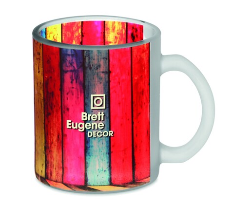 Kaffeebecher aus Glas 300 ml - Transparent Weiß bedrucken, Art.-Nr. MO6117-26 Kaffeebecher aus Glas 300 ml - Transparent Weiß bedrucken, Art.-Nr. MO6117-26