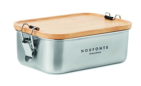 Lunchbox Edelstahl - Holz bedrucken, Art.-Nr. MO6301-40