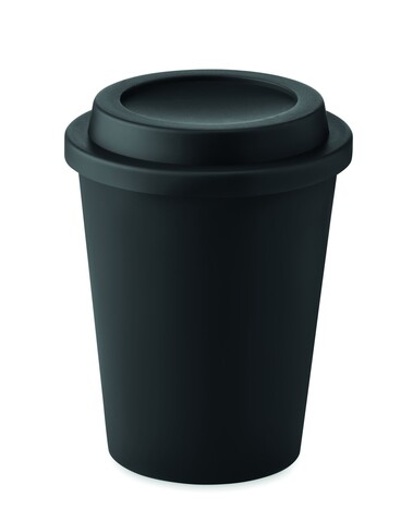 Doppelwandiger Becher PP 300ml - Schwarz bedrucken, Art.-Nr. MO6583-03