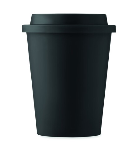 Doppelwandiger Becher PP 300ml - Schwarz bedrucken, Art.-Nr. MO6583-03
