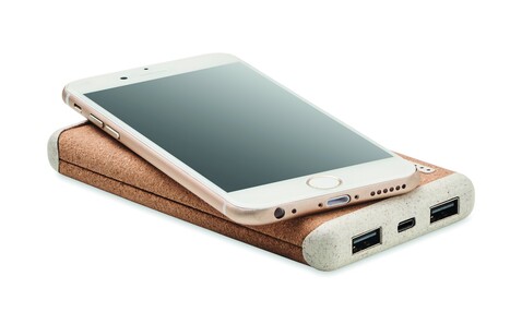 Powerbank mit Ladestation - Beige bedrucken, Art.-Nr. MO6844-13
