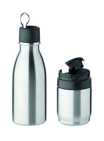 2in1 Isolierflasche 500ml - Mattsilber bedrucken, Art.-Nr. MO6948-16 2in1 Isolierflasche 500ml - Mattsilber bedrucken, Art.-Nr. MO6948-16