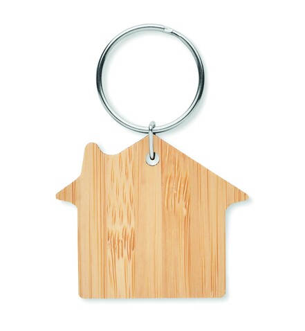 Schlüsselring Bambus, Haus - Holz bedrucken, Art.-Nr. MO6979-40