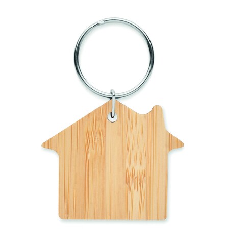 Schlüsselring Bambus, Haus - Holz bedrucken, Art.-Nr. MO6979-40