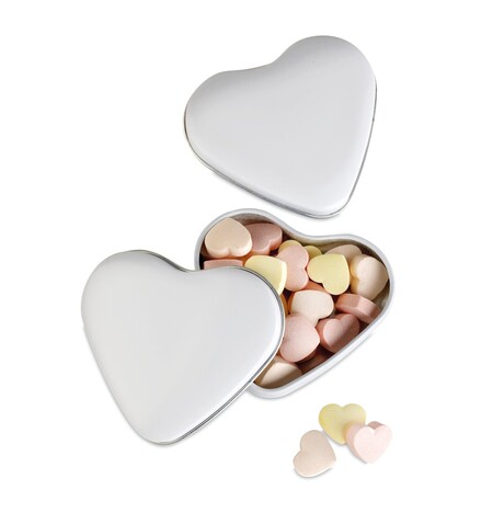 Herzdose mit Bonbons - Weiß bedrucken, Art.-Nr. MO7234-06