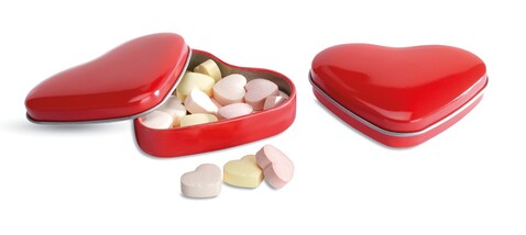 Herzdose mit Bonbons - Rot bedrucken, Art.-Nr. MO7234-05 Herzdose mit Bonbons - Rot bedrucken, Art.-Nr. MO7234-05