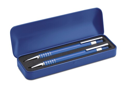Schreibset - Blau bedrucken, Art.-Nr. MO7323-04