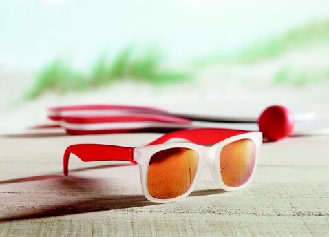 Verspiegelte Sonnenbrille - Rot bedrucken, Art.-Nr. MO8652-05 Verspiegelte Sonnenbrille - Rot bedrucken, Art.-Nr. MO8652-05