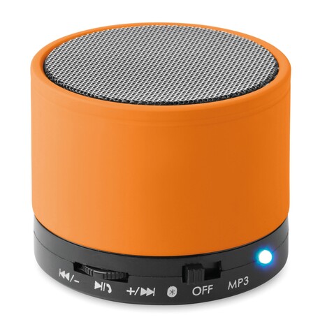 Wireless Lautsprecher, rund - Orange bedrucken, Art.-Nr. MO8726-10