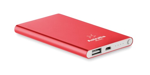 Powerbank 4000 mAh - Rot bedrucken, Art.-Nr. MO8735-05 Powerbank 4000 mAh - Rot bedrucken, Art.-Nr. MO8735-05