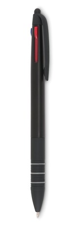 3-Farb-Kugelschreiber/Stylus - Schwarz bedrucken, Art.-Nr. MO8812-03