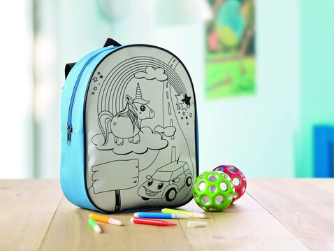 Rucksack mit 5 Filzstiften - Türkis bedrucken, Art.-Nr. MO9207-12