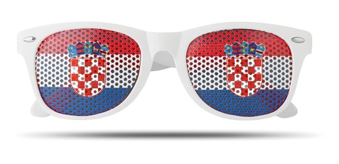 Fan Sonnenbrille - Weiß/blau bedrucken, Art.-Nr. MO9275-36 Fan Sonnenbrille - Weiß/blau bedrucken, Art.-Nr. MO9275-36