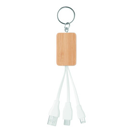 Schlüsselring-Ladekabel 3in1 - Holz bedrucken, Art.-Nr. MO9888-40