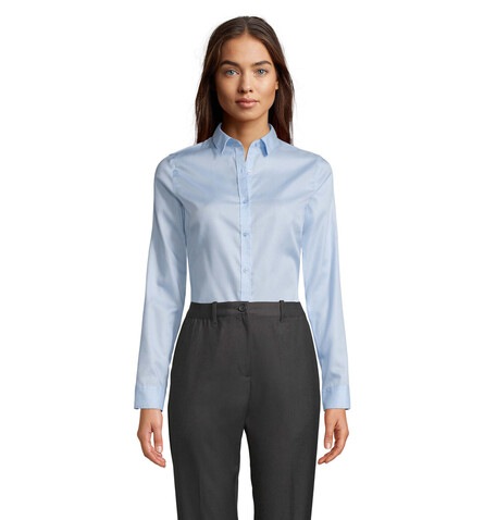 BLAISE WOMEN SHIRT - Soft Blue bedrucken, Art.-Nr. N03183-EU-L