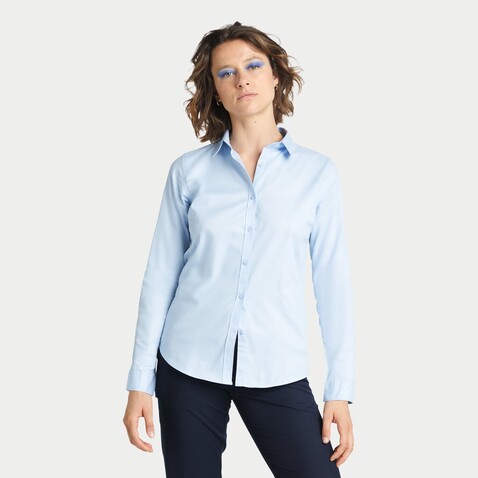 BLAISE WOMEN SHIRT - Soft Blue bedrucken, Art.-Nr. N03183-EU-L