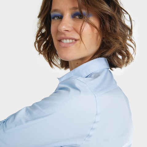BLAISE WOMEN SHIRT - Soft Blue bedrucken, Art.-Nr. N03183-EU-L