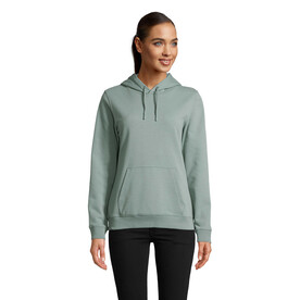 NICHOLAS WOMEN HOODED SWEAT - Dusty Green bedrucken, Art.-Nr. N03197-IE-XL
