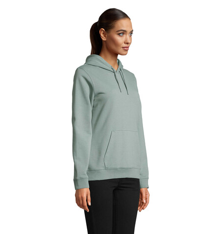 NICHOLAS WOMEN HOODED SWEAT - Dusty Green bedrucken, Art.-Nr. N03197-IE-S
