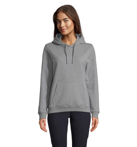NICHOLAS WOMEN HOODED SWEAT - Gray Melanged bedrucken, Art.-Nr. N03197-MM-XXL