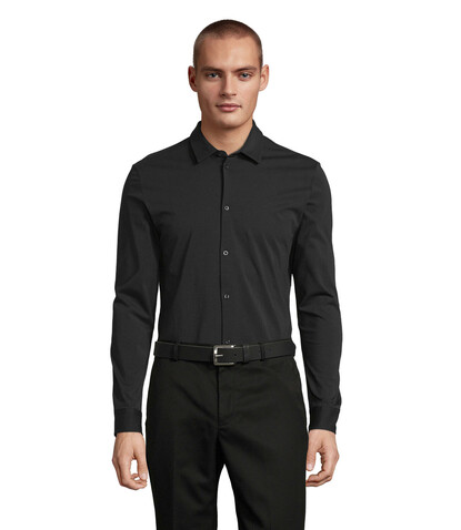 BALTHAZAR MEN SHIRT - Deep Black bedrucken, Art.-Nr. N03198-DB-XL