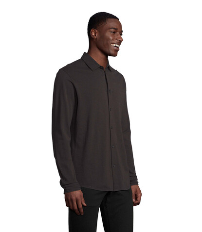 BASILE MEN SHIRT - Deep Black bedrucken, Art.-Nr. N03777-DB-M BASILE MEN SHIRT - Deep Black bedrucken, Art.-Nr. N03777-DB-M