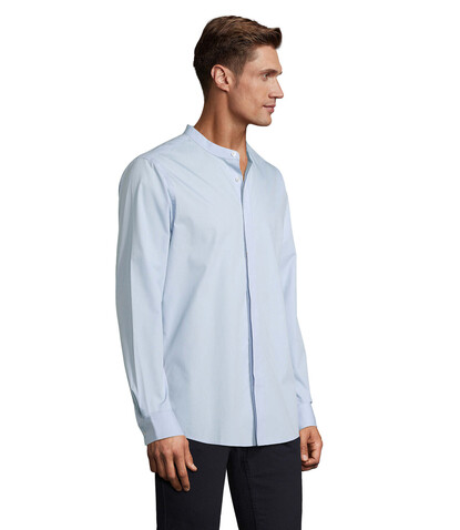 BART MEN MAO COLLAR SHIRT - Soft Blue bedrucken, Art.-Nr. N03792-EU-3XL