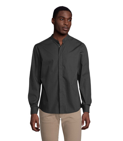 BART MEN MAO COLLAR SHIRT - Deep Black bedrucken, Art.-Nr. N03792-DB-S