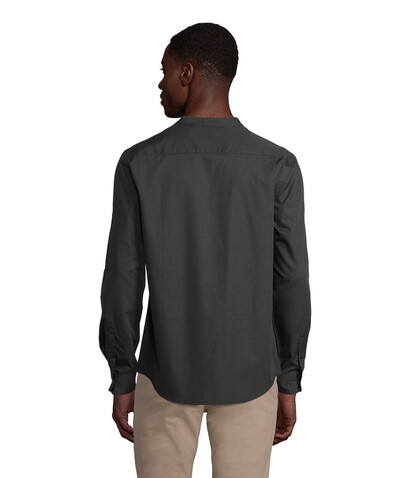 BART MEN MAO COLLAR SHIRT - Deep Black bedrucken, Art.-Nr. N03792-DB-S