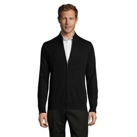 GORDON MEN ZIPPED CARDIGAN - Schwarz bedrucken, Art.-Nr. S00548-BK-XXL