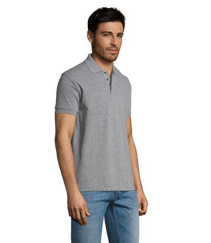 PRIME HERREN POLO 200g - Grau-Melange 2 bedrucken, Art.-Nr. S00571-GY-4XL