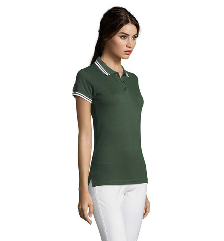 PASADENA Damen Polo 200g - Forest Green/White bedrucken, Art.-Nr. S00578-FE-XL PASADENA Damen Polo 200g - Forest Green/White bedrucken, Art.-Nr. S00578-FE-XL