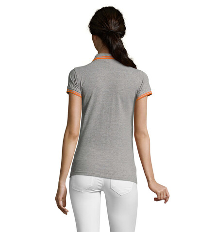 PASADENA Damen Polo 200g - Melange Grau/Orange bedrucken, Art.-Nr. S00578-MO-XXL PASADENA Damen Polo 200g - Melange Grau/Orange bedrucken, Art.-Nr. S00578-MO-XXL