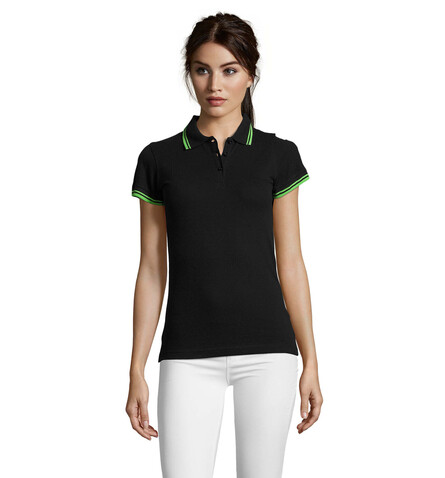 PASADENA Damen Polo 200g - Black/Lime bedrucken, Art.-Nr. S00578-BN-XXL PASADENA Damen Polo 200g - Black/Lime bedrucken, Art.-Nr. S00578-BN-XXL