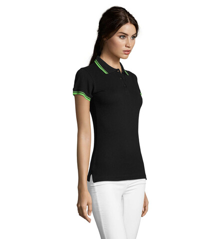 PASADENA Damen Polo 200g - Black/Lime bedrucken, Art.-Nr. S00578-BN-XXL PASADENA Damen Polo 200g - Black/Lime bedrucken, Art.-Nr. S00578-BN-XXL