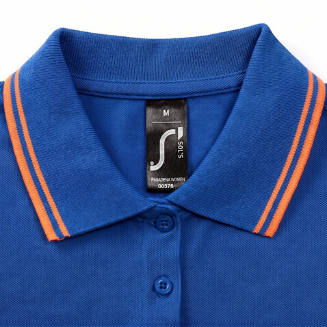 PASADENA Damen Polo 200g - Königsblau/Weiß bedrucken, Art.-Nr. S00578-RW-S PASADENA Damen Polo 200g - Königsblau/Weiß bedrucken, Art.-Nr. S00578-RW-S