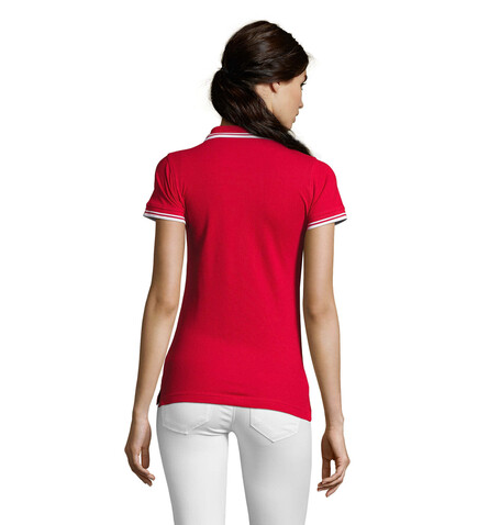 PASADENA Damen Polo 200g - Rot / Weiß bedrucken, Art.-Nr. S00578-RE-S