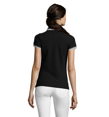 PASADENA Damen Polo 200g - Schwarz / Weiß bedrucken, Art.-Nr. S00578-BC-S PASADENA Damen Polo 200g - Schwarz / Weiß bedrucken, Art.-Nr. S00578-BC-S
