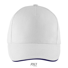 LONG BEACH FIVE PANEL CAP - White/French Navy bedrucken, Art.-Nr. S00594-FV-M