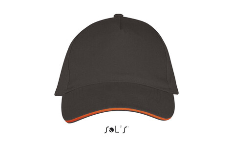LONG BEACH FIVE PANEL CAP - Dark Grey / Orange bedrucken, Art.-Nr. S00594-DO-M