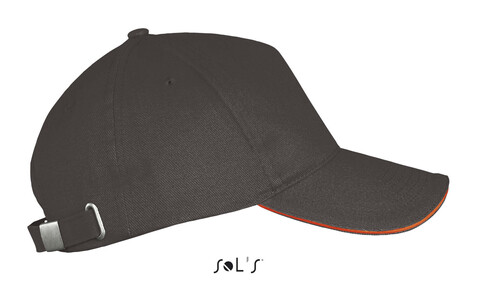 LONG BEACH FIVE PANEL CAP - Dark Grey / Orange bedrucken, Art.-Nr. S00594-DO-M