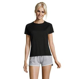 SPORTY DAMENT-SHIRT  140g - Schwarz bedrucken, Art.-Nr. S01159-BK-XXL