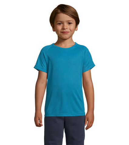 SPORTY KINDERT-SHIRT 140g - Aqua bedrucken, Art.-Nr. S01166-AQ-XL