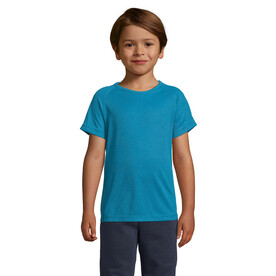 SPORTY KINDERT-SHIRT 140g - Aqua bedrucken, Art.-Nr. S01166-AQ-XXL