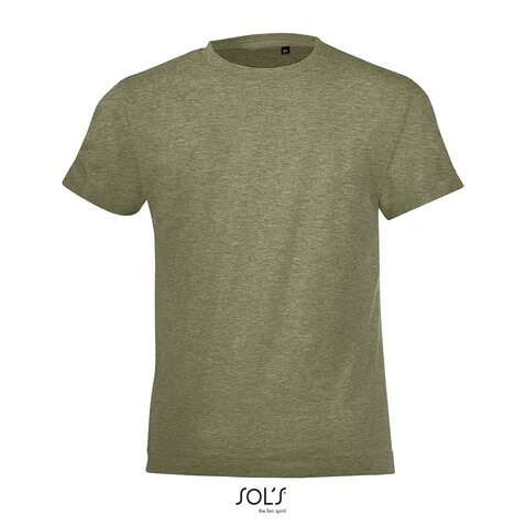 REGENT FIT KINDER 150g - Heather Khaki bedrucken, Art.-Nr. S01183-HK-XL