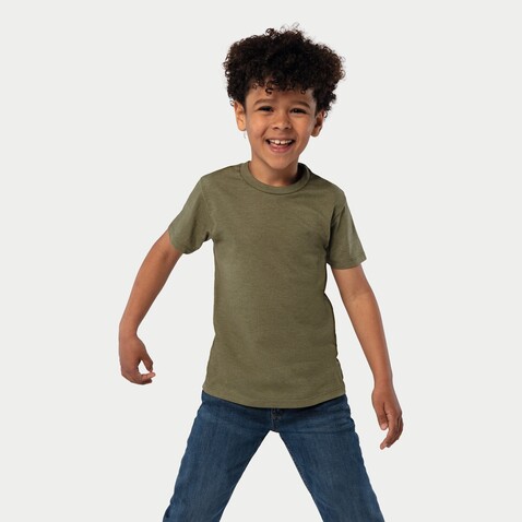REGENT FIT KINDER 150g - Heather Khaki bedrucken, Art.-Nr. S01183-HK-XL