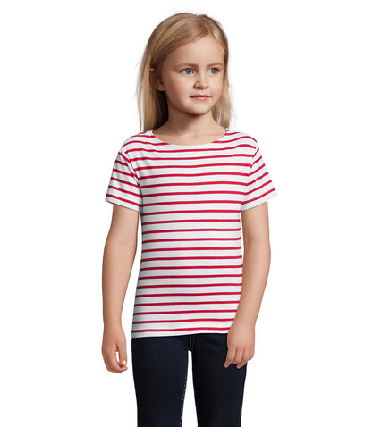 MILES KIDS STRIPED T-SHIRT - Weiß / Rot bedrucken, Art.-Nr. S01400-WR-XXL