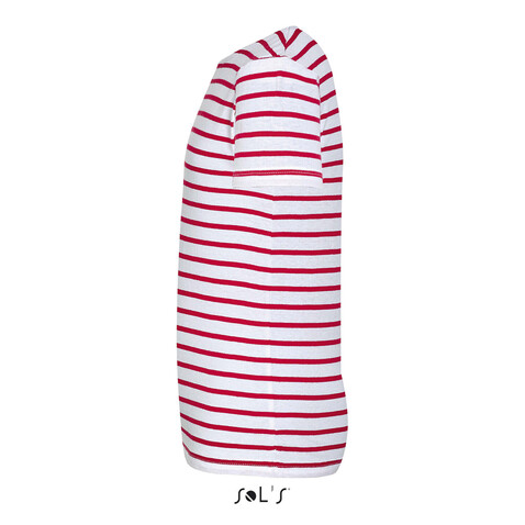 MILES KIDS STRIPED T-SHIRT - Weiß / Rot bedrucken, Art.-Nr. S01400-WR-XXL