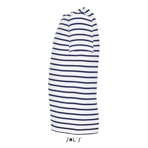 MILES KIDS STRIPED T-SHIRT - Weiß/Marine bedrucken, Art.-Nr. S01400-NW-XL MILES KIDS STRIPED T-SHIRT - Weiß/Marine bedrucken, Art.-Nr. S01400-NW-XL
