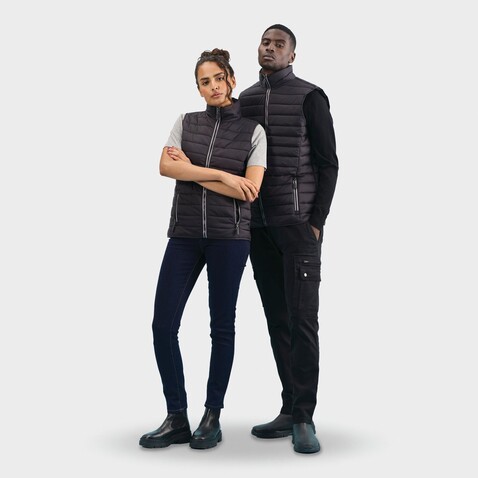 WAVE DAMEN BODYWARMER 180g - Schwarz bedrucken, Art.-Nr. S01437-BK-XL